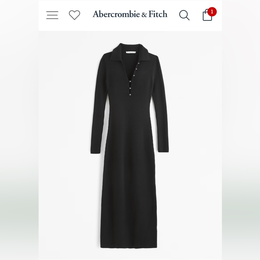 Abercrombie Long Sleeve Collared Midi Sweater Dress
